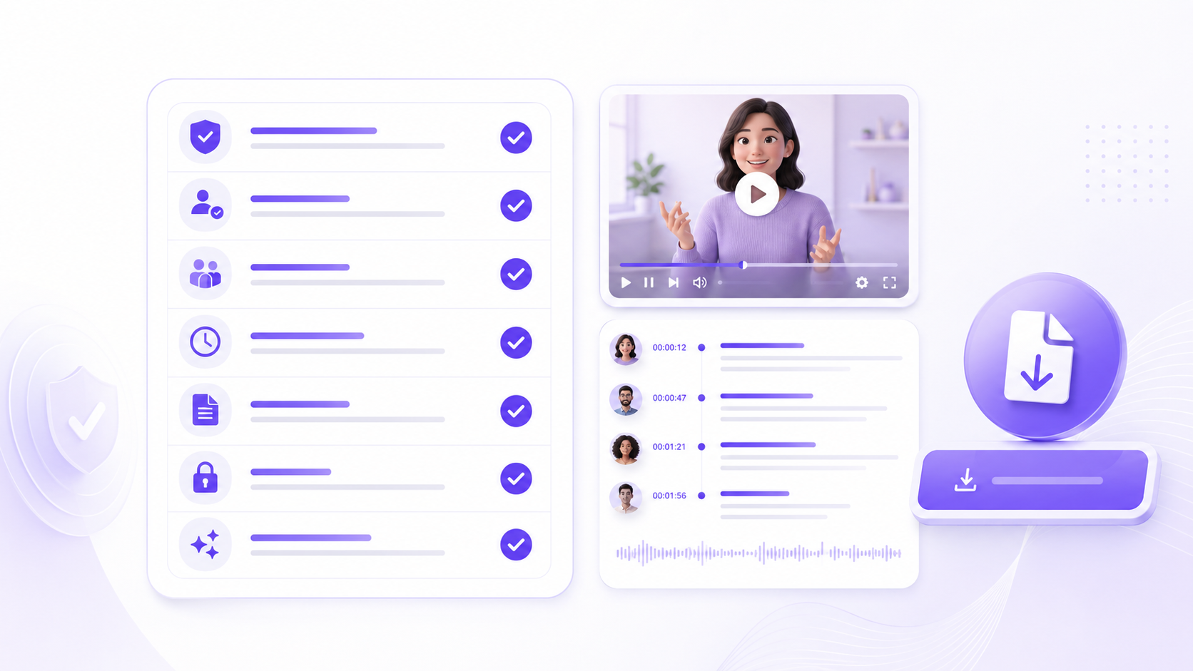 Final quality checklist for reviewing and exporting a video transcript