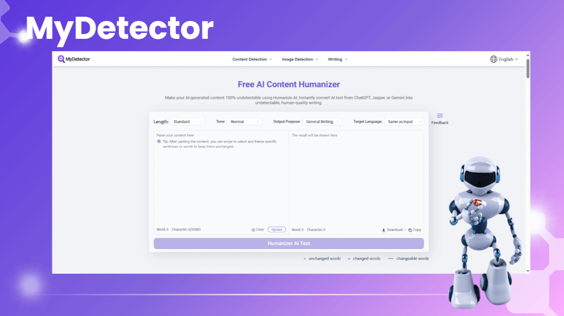 MyDetector's AI Humanizer Feature
